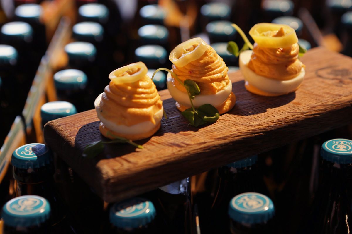 Pepper and samba deviled eggs ($4) at the Urban Chestnut Brewing Company